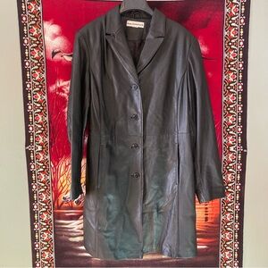 Modern Essentials Black Leather Longline Coat